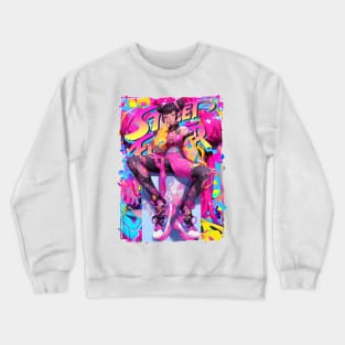 JURI HAN STREET GIRL - STREET FIGHTER | Anime Graffiti Style Video Game Design Graphic | PROUD OTAKU Crewneck Sweatshirt